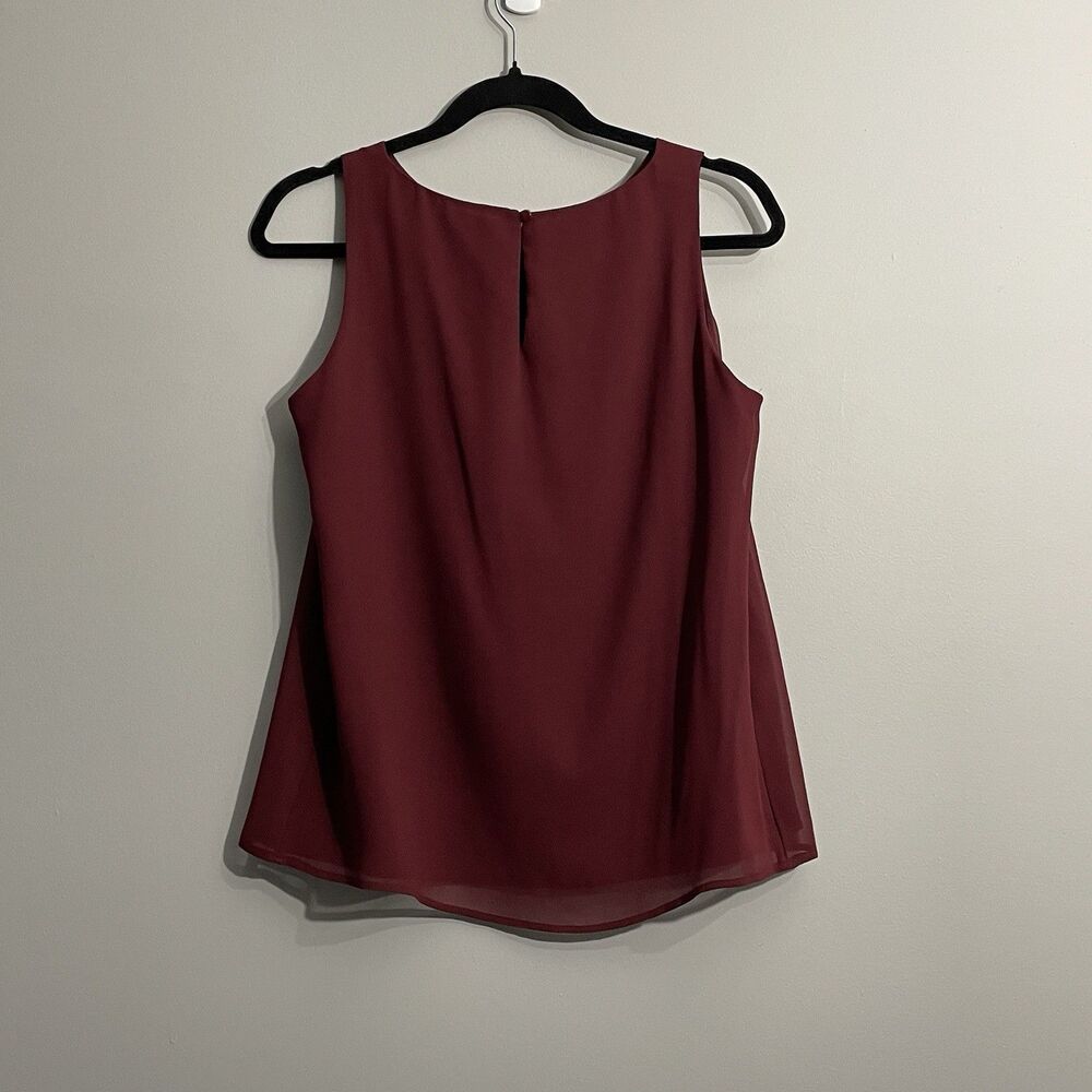 White House Black Market Deep Red Sleeveless Dressy Tank XS Office Chic - Picture 2 of 8